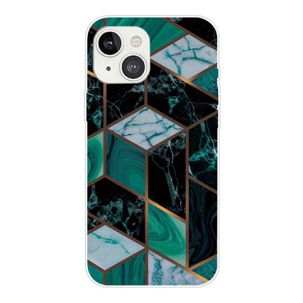 iPhone 14 6,1 tommer A Blacke Flisefragmenterarble Pattern Case Green