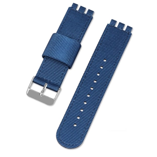 19mm Universal nylon + canvas urrem sølv spænde - Kongeblå Blue