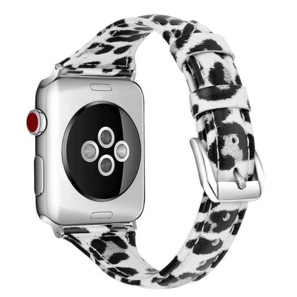 Apple Watch Series 5 44mm leopard ægte læder Urrem - Grå Silver grey