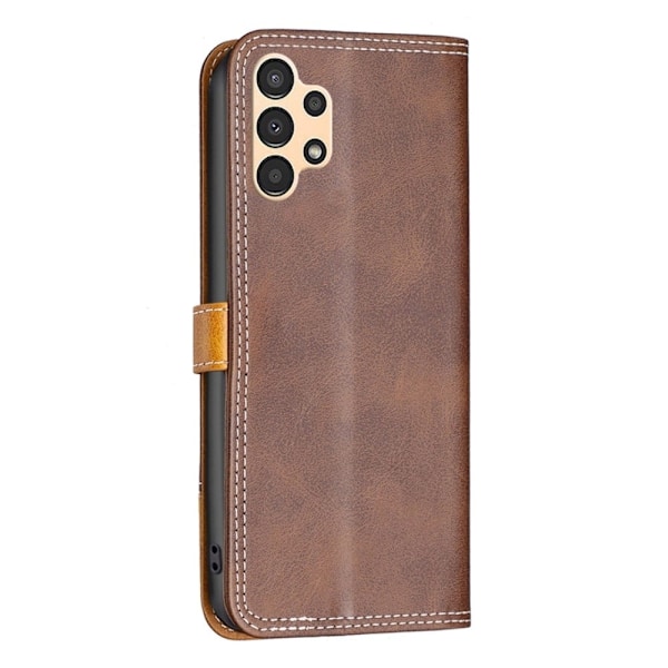 BINFEN to-farvet Samsung Galaxy A13 4G læderetui - Kaffe Brown