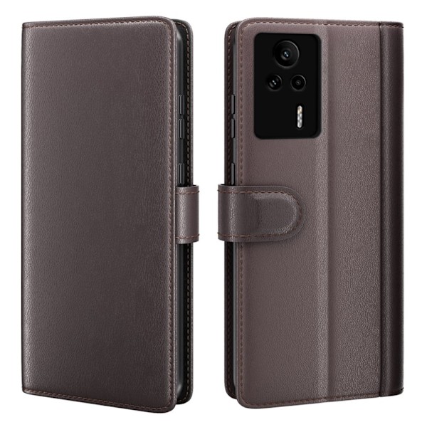 Äkta läder Xiaomi Redmi K60E fodral med korthållare Brun
