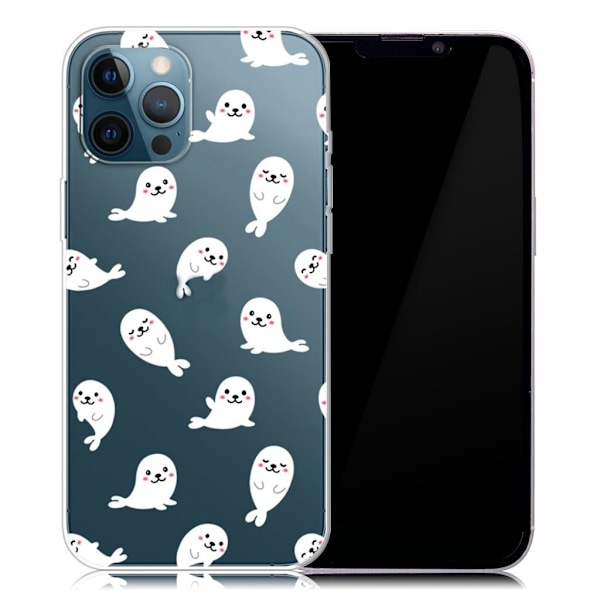 Deco iPhone 13 Pro Suojakotelo - Cute Seals White