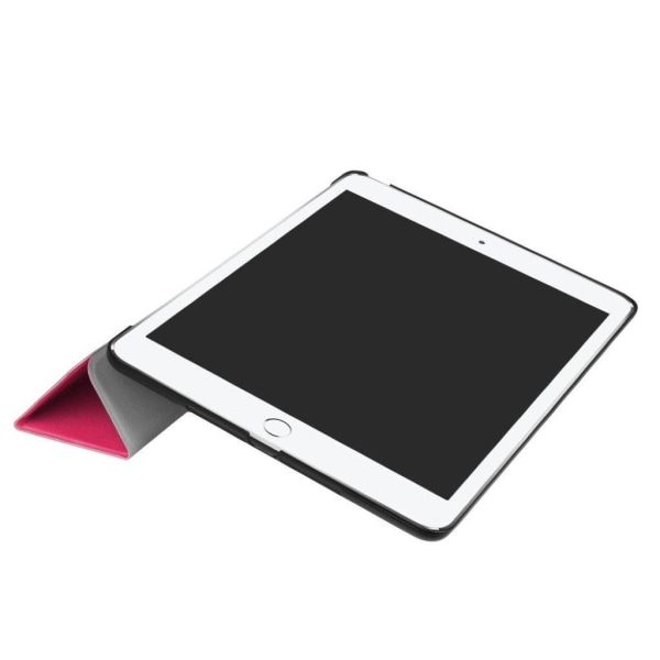 iPad (2017) (9.7") Kolmesti Taittuva Nahkakotelo Standillä - Kuuma Pinkki Pink