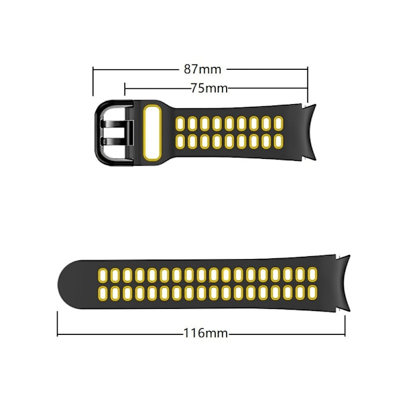 Samsung Galaxy Watch 5 / 4 dobbeltfarvet silikoneurrem - Sort / Grå Silver grey
