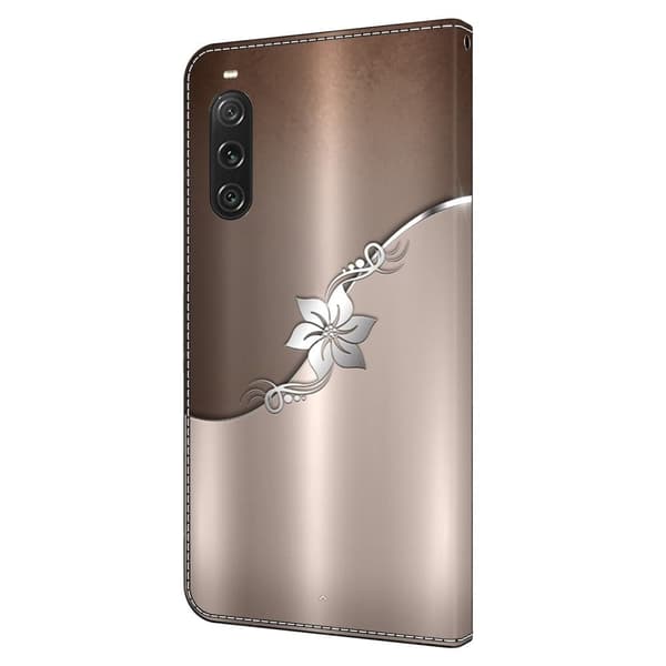 För Sony Xperia 10 V Skyddsfodral 3D-mönster Tryck Läder Plånbok Telefonskal - Silverblomma Silvergrå