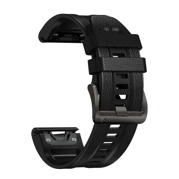 26 mm silikone læder med silikone urrem til Garmin ur - Sort Blue