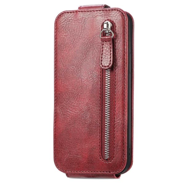 Lodret iPhone 14 Pro Max flip etui med lynlås - Rød Red