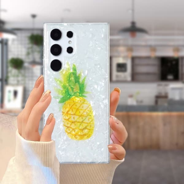 Marble Samsung Galaxy S22 Ultra Etui - Ananas Yellow