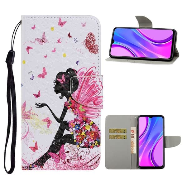 Wonderland Xiaomi Redmi 9C Flippetui - Fe Sommerfugl Pink