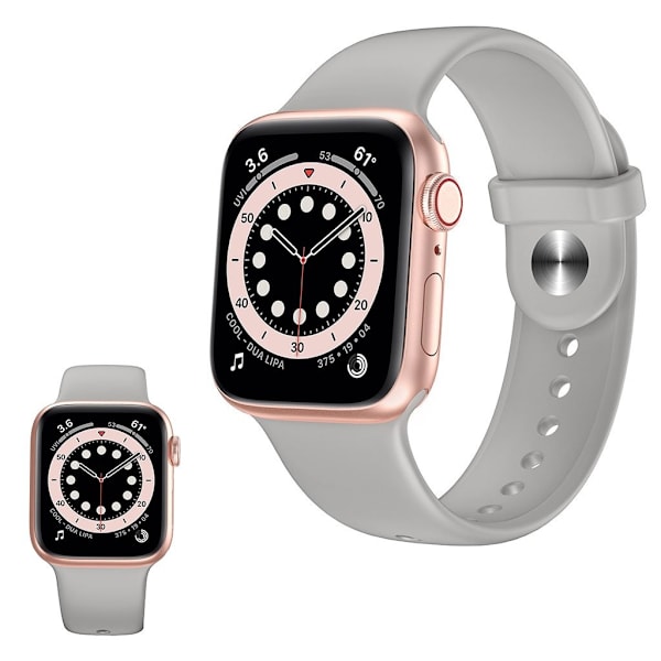 Simple silicone watch strap for Apple Watch Series 6 / 5 44mm - Grey Silvergrå