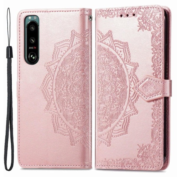 Mandala Sony Xperia 5 IV Flip Etui - Rødguld Pink