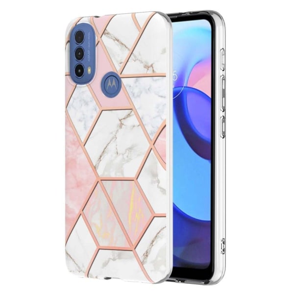 Marble Motorola Moto E30 / E20 / E40 Etui - Lyserød / Hvid Pink