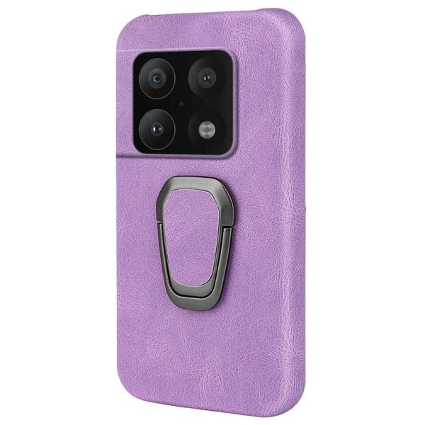 Shockproof leather cover with oval kickstand for OnePlus 10 Pro Purple