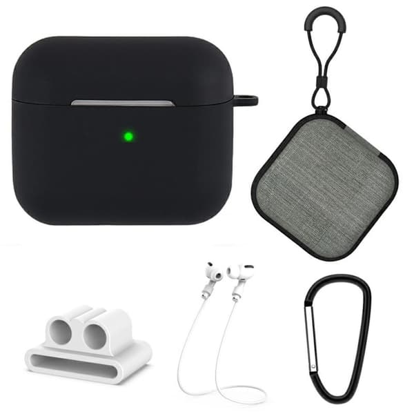 5 kpl AirPods 3 silikonikotelo tarvikkeineen - Musta Black