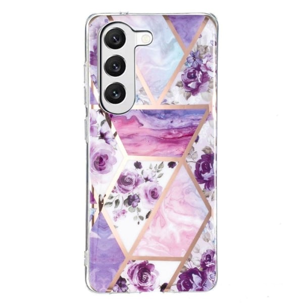 Deco Samsung Galaxy S23 Plus Suojakotelo - Purple Flowers / Marb Purple