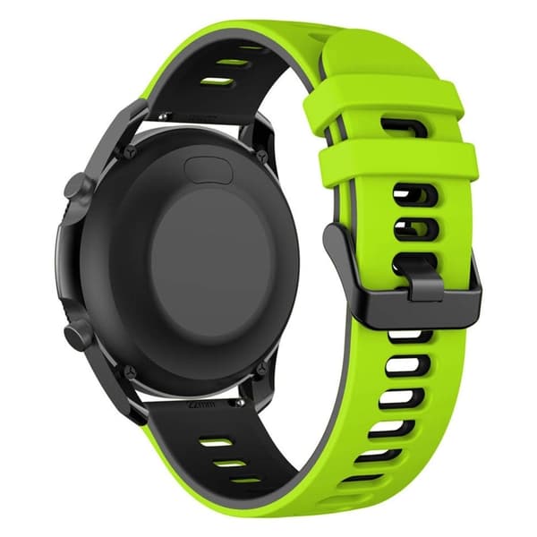 22mm Universal kaksivärinen silikoni ranneke - Lime / Musta Green