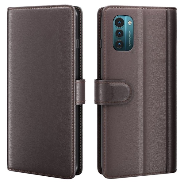 Nokia G11 / Nokia G21 ægte læderetui med kreditkortlommer - Brun Brown
