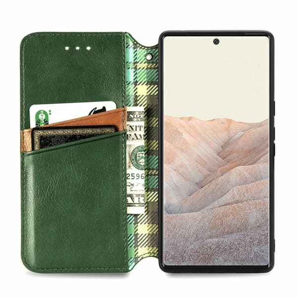 Nahkakotelo With A Stylish Rhombus Imprint For Google Pixel 6 - Vihreä Green