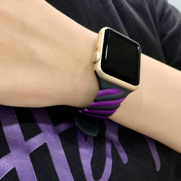 Apple Watch 42mm - 44mm unik farve twist silikone urrem - Lilla Purple