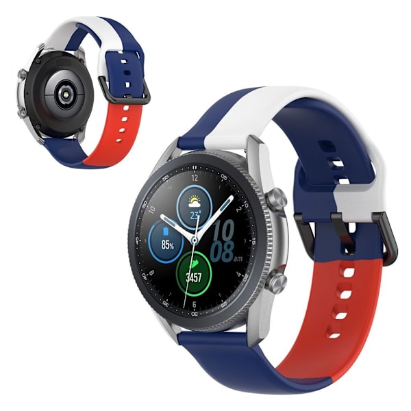 Universal trefarget silikonarmbånd - Blå / Hvit / Rød Multicolor
