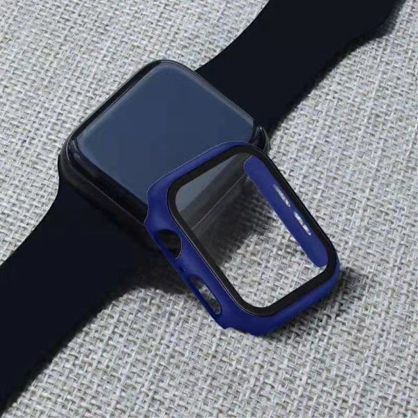 Apple Watch (41mm) simple frame + tempered glass screen protector - Dark Blue Blå
