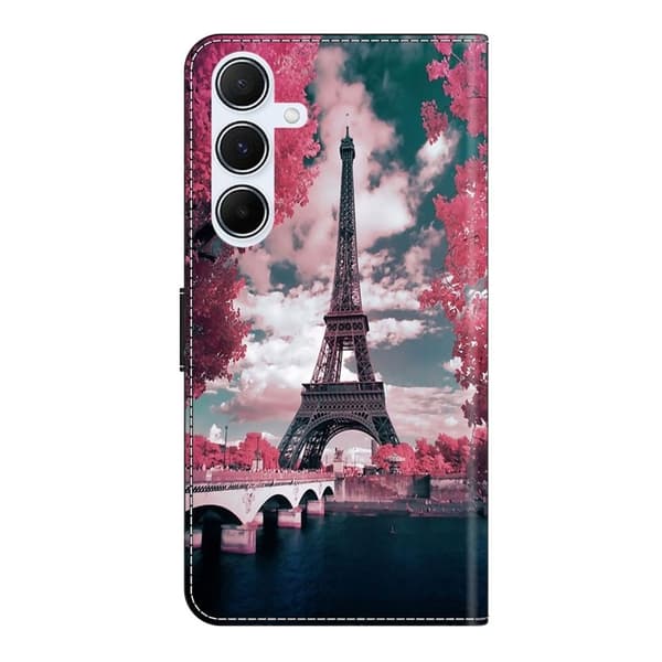 Samsung Galaxy A56 5G Plånboksfodral Mönster Tryck Stativ Läder Flip Telefonskal - Eiffeltornet Rosa