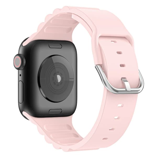 Apple Watch (45 mm) vandret stribet silikoneurrem - Lyserød Pink