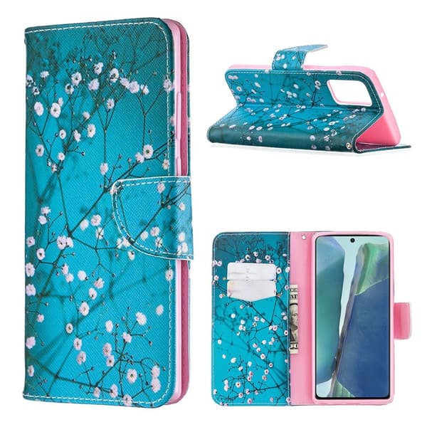Wonderland Samsung Galaxy Note 20 Flippetui - Livlig Blomst Blue