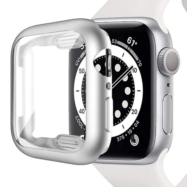 Apple Watch SE (2022) / SE / 6 / 5 / 4 40mm Case Cover Electroplated Soft flexible Case with Screen Protector - Silver Silvergrå