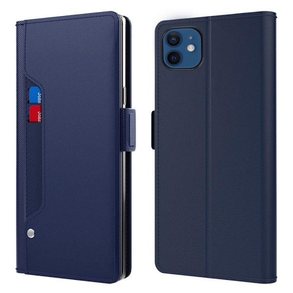 iPhone 12 / iPhone 12 Pro etui med makeup-spejl i smart design - Blå Blue