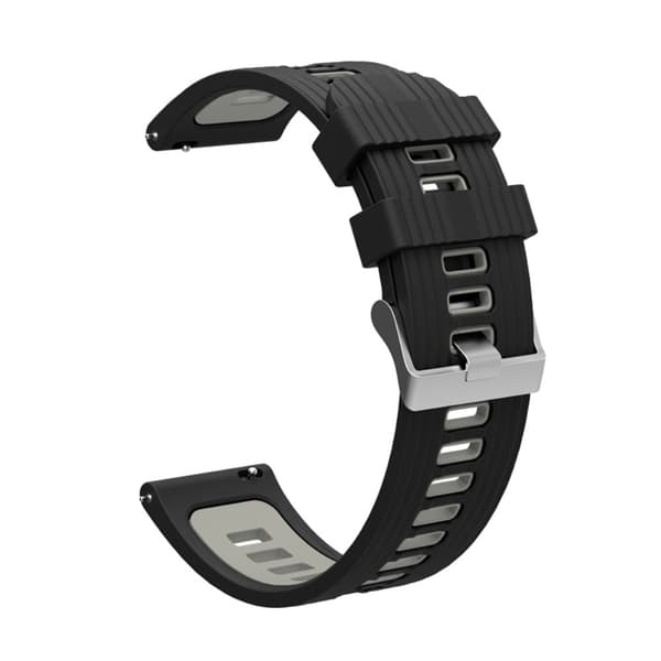 20 mm universel tofarvet silikone-urrem - Sort / Grå Black