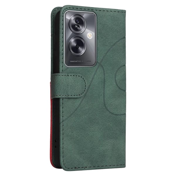 Teksturoitu nahkakotelo hihnalla Oppo A79 - Vihreä Green
