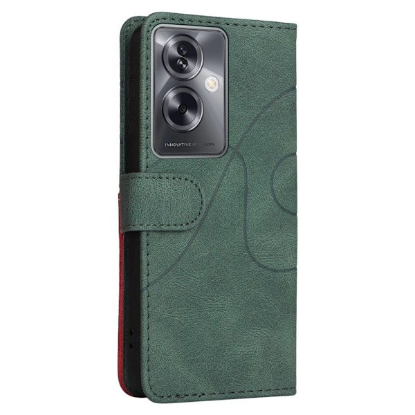 Texturerat läderfodral med handledsband för Oppo A79 - Grön Grön