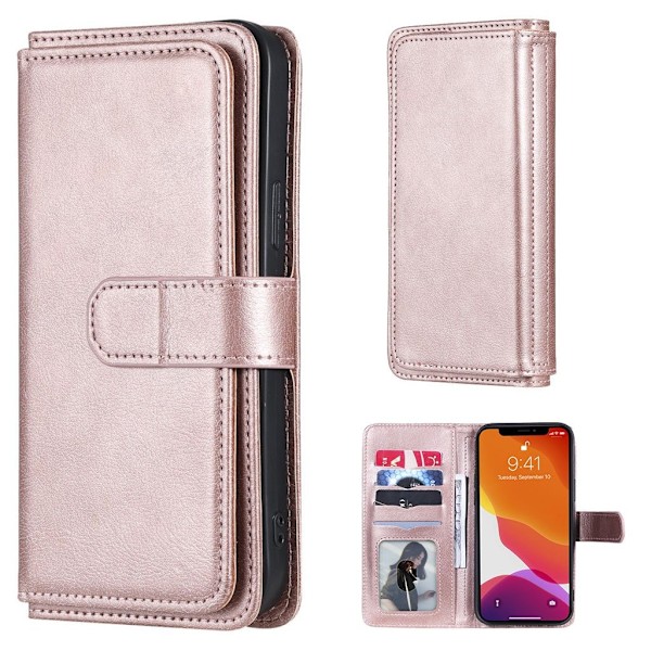 iPhone 13 Pro Max etui med pung & 10 kortpladser – Pink Pink