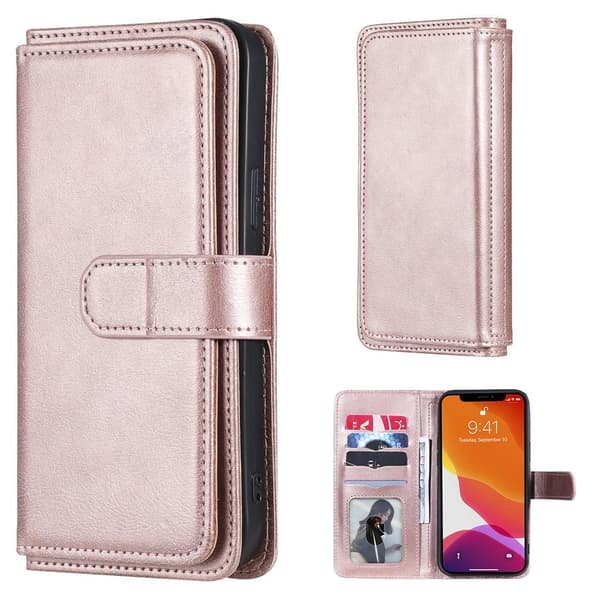 iPhone 13 Pro Max fodral med 10 fickor - Rosa Rosa