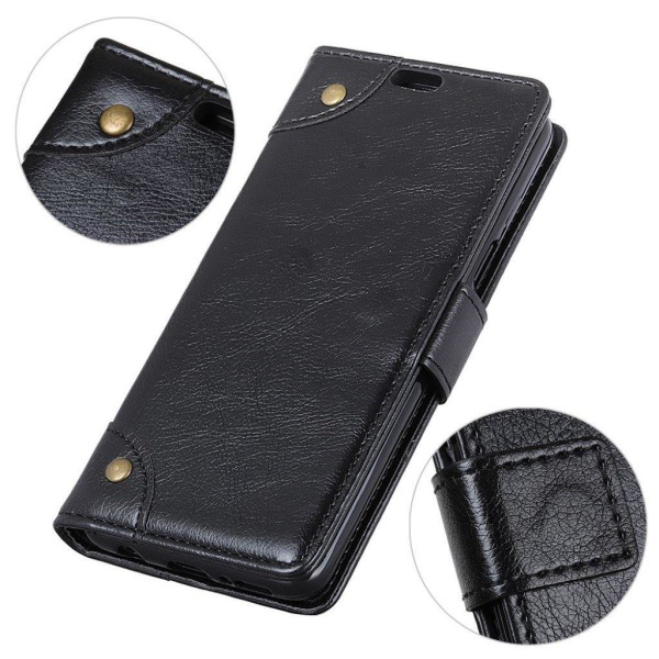 Huawei P30 Lite plånboksfodral i nappaläder - svart Svart