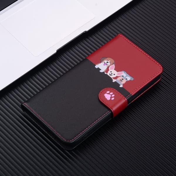 Cartoon Soft Series Xiaomi Redmi Note 13 Pro 4G / Poco M6 Pro 4G Case Splicing Leather Wallet Phone Cover - Sort Red