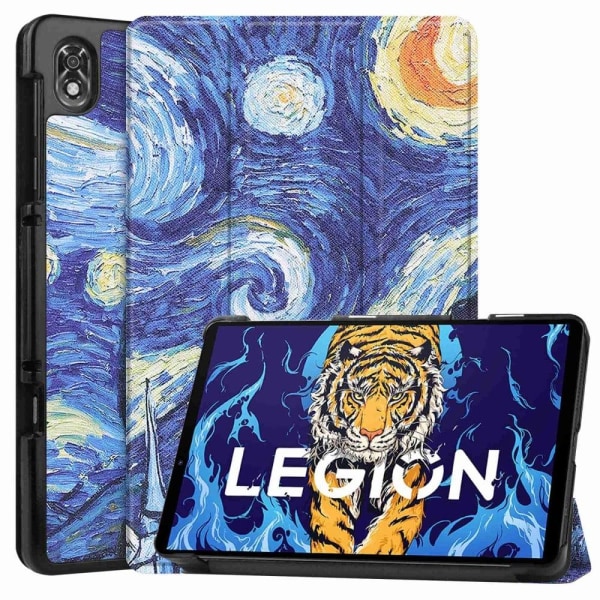 Lenovo Legion Y700 tri-fold pattern leather case - Starry Night Blå