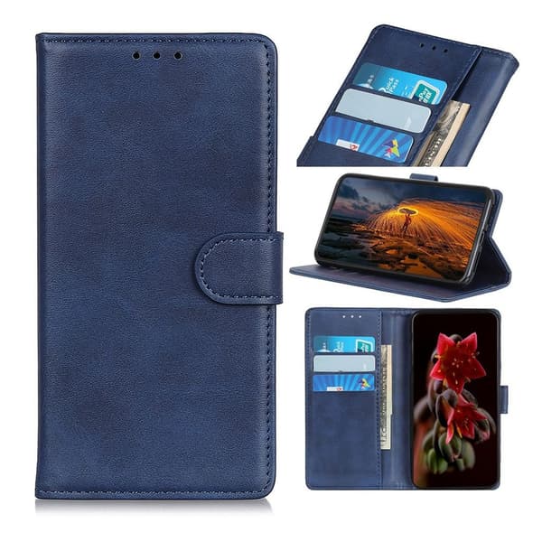 Samsung Galaxy A70 matta nahkakotelo - Sininen Blue