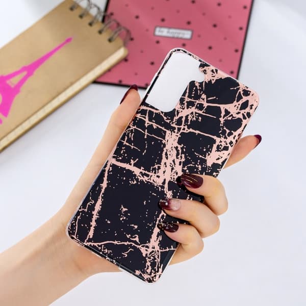 Marble design Samsung Galaxy S21 Plus 5G kotelot - Musta Black