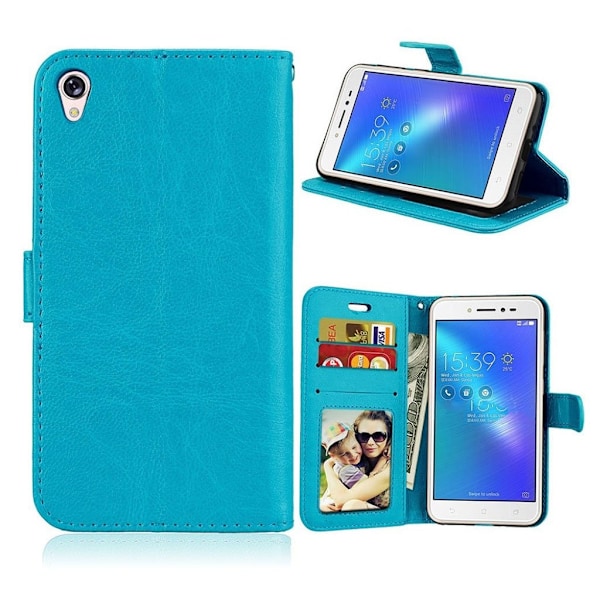Asus Zenfone Live (ZB501KL) crazy horse PU læder flip etui - blå Blue