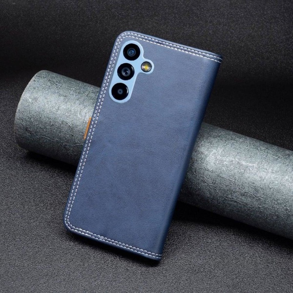 BINFEN tvåfärgat läder Samsung Galaxy A54 fodral - Blå Blå