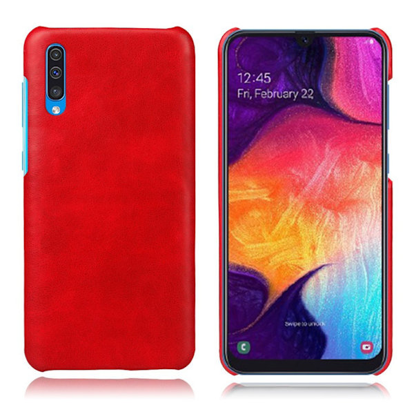 Crazy Horse Samsung Galaxy A50 nahkakotelo - Punainen Red