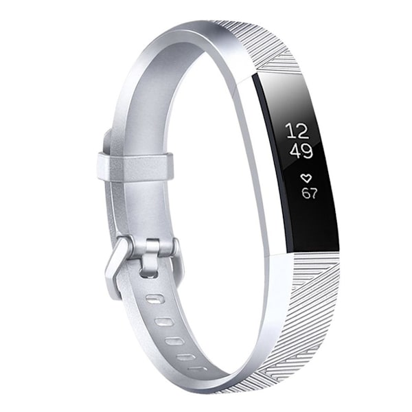 Fitbit Alta silikoni kiiltävä kellonauha - Hopea Silver grey