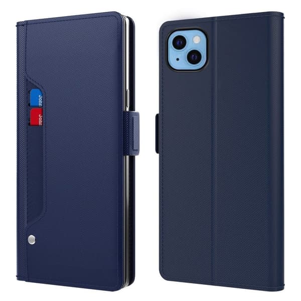 Snyggt iPhone 13 fodral med sminkspegel - Blå Blå