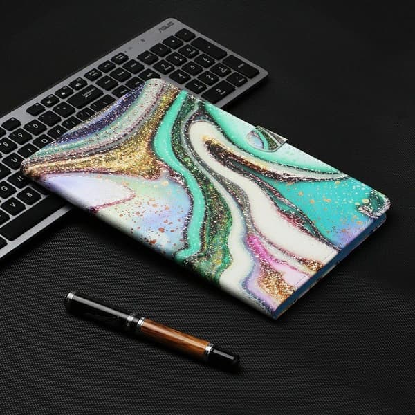 Samsung Galaxy Tab S7 trykning læder flip etui - Shiny pulver Multicolor