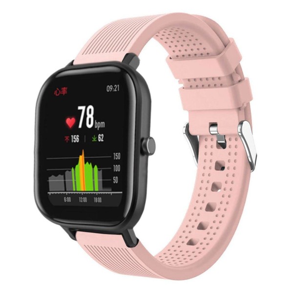 Amazfit GTS / Bip Lite randigt klockarmband i silikon - Rosa Rosa