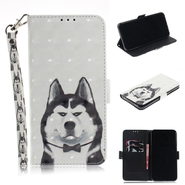 iPhone Xs Max flip cover med lyspletmønster - Hund Multicolor