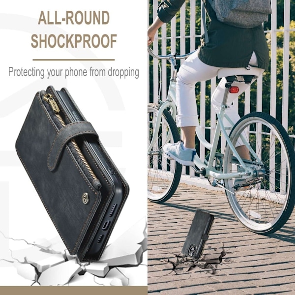 CaseMe iPhone 13 Pro Max etui med lynlås og pung - Sort Black