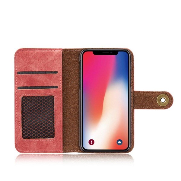 iPhone Xs Max vintage læder flip cover - Rød Red